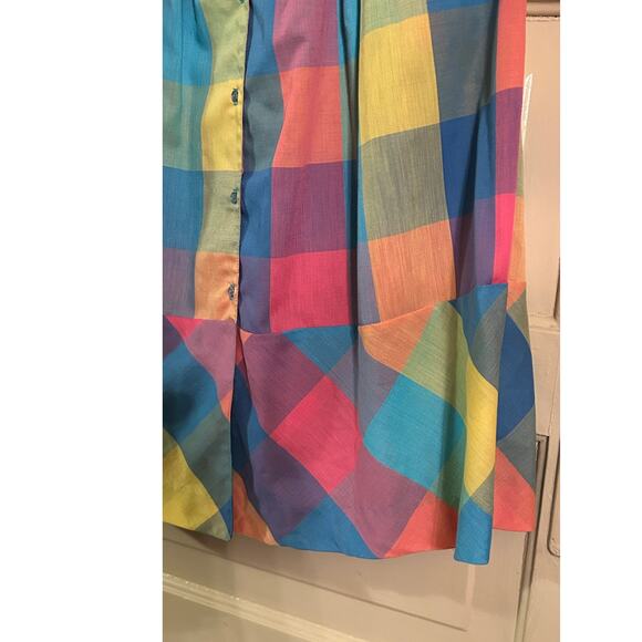 Vintage Jantzen Madras Plaid Cotton Button Skirt Size 16 - Picture 6 of 6
